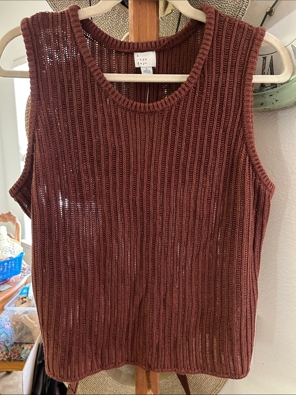 Target a New Day Open-Knit Tank Top - Rust